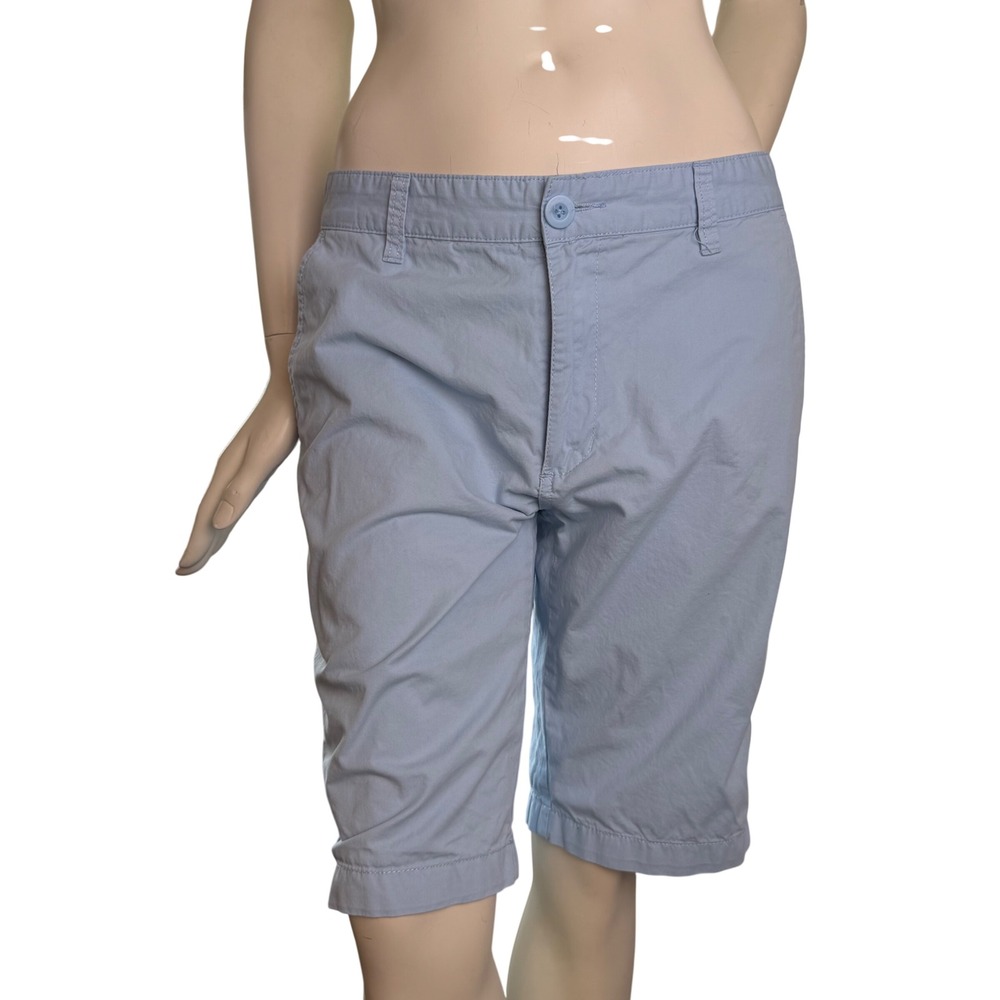 Giordano Slim Bermuda Shorts Light Blue Cotton Preppy Old Money Coastal Sz 32